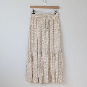 PAIGE Jessalyn Textured Maxi Skirt in Ivory & Taupe with Gold Details Size 26